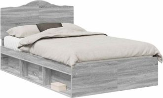 vidaXL Estructura De Cama Con Cabecera Gris Sonoma 120 X 190 Cm Vidaxl