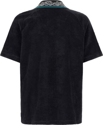 Casablanca Towelling Raglan Polo Polo Shirt - Black