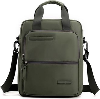 Generic Compatible For Mens Shoulder Messenger Bag Large Capacity 13 Waterproof Briefcase Oxford Cloth Crossbody Bags(Green)