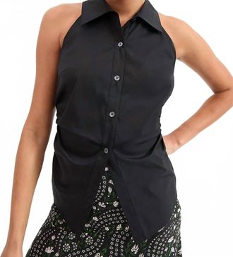 Veronica Beard Regina Sleeveless Button-Down Shirt In Black