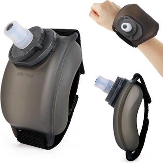 OEM Botella Deportiva De 200 Ml Con Correa Ajustable, Silicona Suave Sin Bpa, Hidrataci&oacute;n Manos Libres Para Correr, Color Negro, 1 Unidad