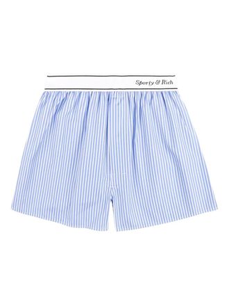 Sporty & Rich Italic-logo striped-pattern boxer shorts - Blue