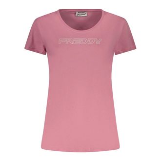 Freddy T-Shirts, female, Pink, Size: XL Short-sleeved T-shirt with glitter logo