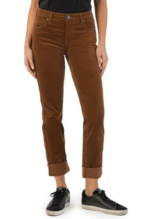 Kut from the Kloth Catherine Stretch Cotton Corduroy Boyfriend Pants in Whiskey at Nordstrom, Size 16P