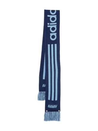 adidas x AVAVAV fringed knit fan scarf - Blue