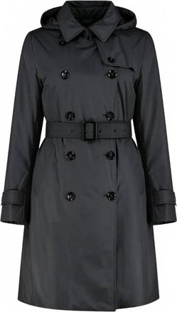 Moorer Womens Hooded Trench Coat In Nero