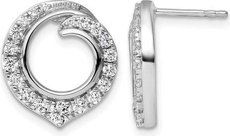 Diamond2Deal 14K White Gold 1 ct Lab Grown Diamond Circle Stud Earrings VS Clarity, G-H Color
