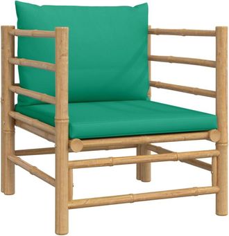 vidaXL Sof&aacute; De Jard&iacute;n Bamb&uacute; Con Cojines Verde Vidaxl