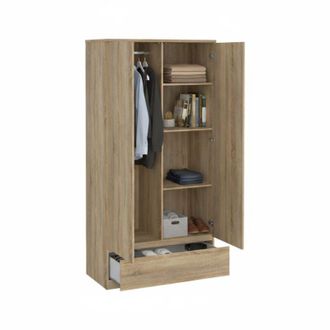 Dmora Armadio Multiuso 2 Ante Germano, Maniglie Incluse, Materiale Anta in Legno Nobilitato, Colore Ante Marrone, 98.9x200.6h cm Marrone