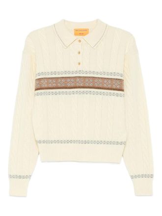 Guest In Residence cable collegiate knitted polo top - Geel