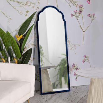 Dmora Espejo Berat, Marco Contorneado, Forma Rectangular, Para Pared, 55x150h Cm Azul