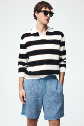 H&M Relaxed Fit Muslin Shorts in Dusty Blue at Nordstrom, Size Xx-Large