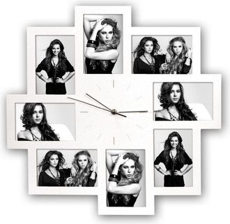 None Zep S.r.l PC008W Orologio da Parete con 8 Foto, 10 x 15 cm, bianco, plastica