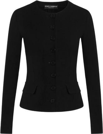 Dolce & Gabbana Truien & Vesten, Dames, Zwart, M, Wol, Single-breasted Jacket