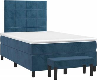 vidaXL Cama Box Spring Con Colch&oacute;n Terciopelo Azul Oscuro 120x190 Cm Vidaxl