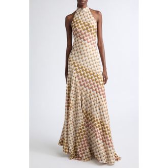 Missoni Halter Neck Maxi Dress in Beige at Nordstrom, Size 40
