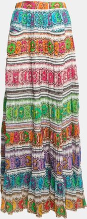 Roberto Cavalli Multicolor Printed Cotton Maxi Skirt