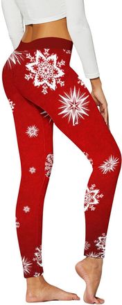 Generic Womens Christmas Leggings High Waisted Women Yoga Pants Tummy Control Workout Leggings Stretch Fitness Tights Butt Lifting Xmas Snowflake Reindeer San