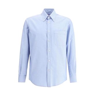 Valentino Embroidered Patch Pocket Cotton Shirt - male - Valentino - Formal Shirts - Blue - 3XL - Shirts