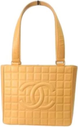 Chanel Pre-owned Tote Bags, female, Beige, Size: ONE SIZE Pre-owned Chocolate Bar Handbag