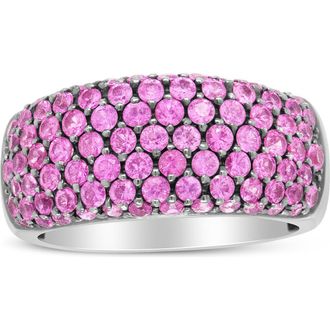 House of Brilliance 18K White Gold and Black Rhodium Multi Row Pink Sapphire Classic Band Ring at Nordstrom