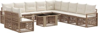 vidaXL Conjunto De Sof&aacute;s De Jard&iacute;n 12 Uds. Beige Y Blanco Crema Vidaxl