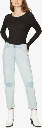 Sanctuary Womens Repaired Straight Leg Jeans In Blue