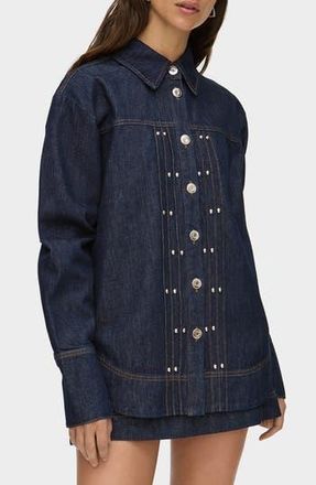 Aligne Fog Stud Detail Organic Cotton Denim Jacket in Indigo at Nordstrom Rack, Size 2
