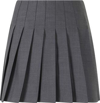 Self Portrait Grey Flared Pleated Mini Skirt