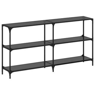 vidaXL Vidaxl - Mesa Consola Con Superficie De Vidrio Negro Acero 158,5x30x81cm