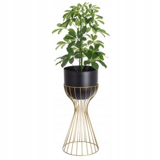 OEM Puesto De Flores De Pie, Metal, Negro Y Dorado, Soporte Tipo Loft De Alambre, 46 Cm