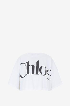 Chlo&eacute; Kurzes weites T-Shirt mit Logoprint