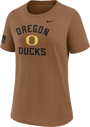 Nike Oregon 2026 Military Appreciation Nike Womens Dri-FIT College T-Shirt in Brown | 03KQ2EAUON-WYJ