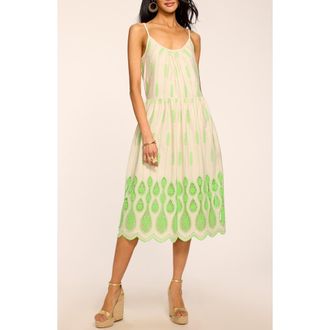 Ramy Brook Sandra Embroidered Lace Inset Border Dress in Bright Lime Lace at Nordstrom, Size Xx-Small