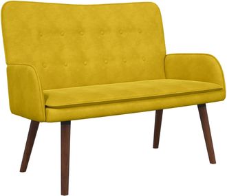 vidaXL Sof&aacute; De 2 Plazas Amarillo 115 X 61 X 87 Cm Terciopelo Vidaxl