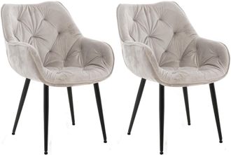 Clp Clp - Set De 2 Sillas De Comedor Tanna En Terciopelo Gris