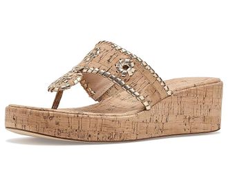 Jack Rogers Jacks Mid-Wedge Womens Wedge Shoes Cork/Gold : 9.5 M, Leather