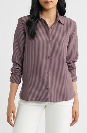 Mavi Pinstripe Button-Up Shirt in Huckleberry Stripe at Nordstrom, Size Medium