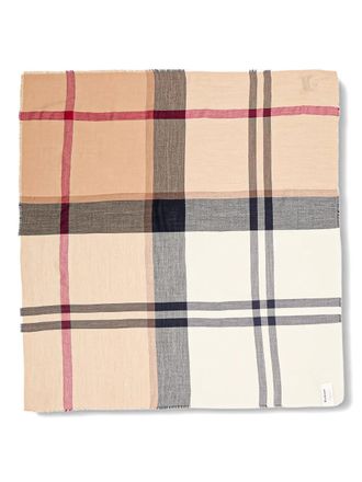 Barbour Saffron sjaal met tartan-ruit en franje - Beige