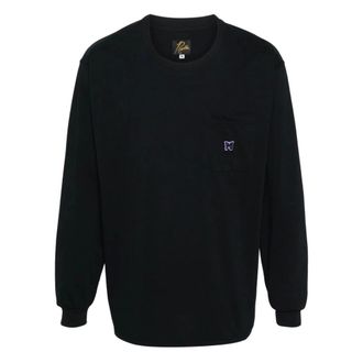 Needles Long Sleeve T-Shirts, male, Black, M, L/S Crew Neck Tee