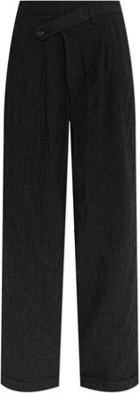 R13 Broek met wollen afwerking - Dames - Straight fit broeken - Grijs - W28 - Wol - Broeken