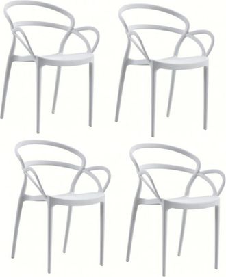 Far Far - Kit 4 Sedie Polipropilene Bar Ristorante Sedia Interno Esterno Giardin Bianco