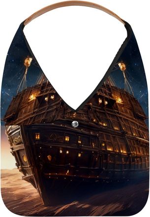 Generic Ancient Space Ship Reusable Lightweight Grocery Bags - Foldable Into Compact Pouch, Washable & Sturdy, Multipurpose for Shopping and Travel