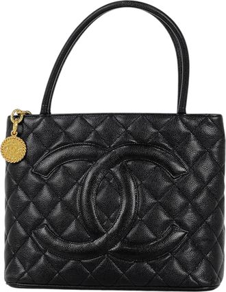 Chanel Black Grained Calfskin Handbag Tote Bag (Pre-Owned)