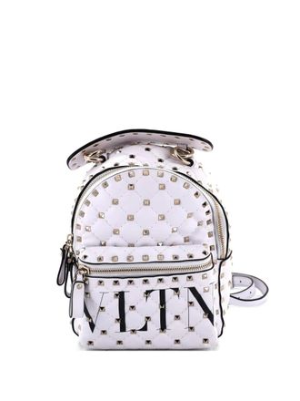 Valentino Garavani VLTN Rockstud Spike Quilted Printed Leather Mini backpack - Bianco