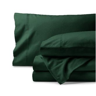 Bare Home 100% Organic Cotton Flannel Sheet Set in Forest Green at Nordstrom, Size Twin X-Long