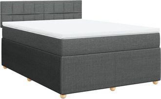 vidaXL Cama Box Spring Con Colch&oacute;n Tela Gris Oscuro 160x200 Cm Vidaxl