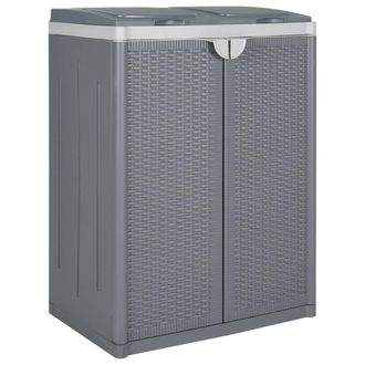 vidaXL Cubo De Basura Con Dos Puertas Pp Gris 65x45x88 Cm Vidaxl