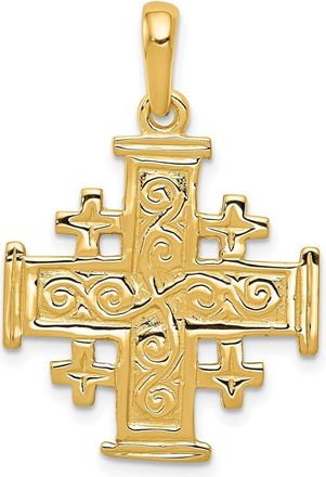Diamond2Deal 14k Yellow Gold Jerusalem Cross Pendant