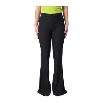 Liu Jo Broeken, Dames, Zwart, L, Wijde Pijpen Broek met Zijsplitten